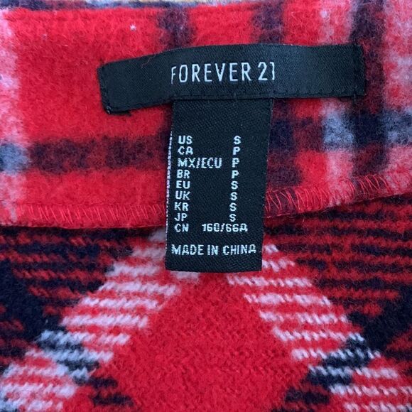 Red Plaid Wool Mini Skirt size small Holiday Christmas Forever 21 - Picture 4 of 5